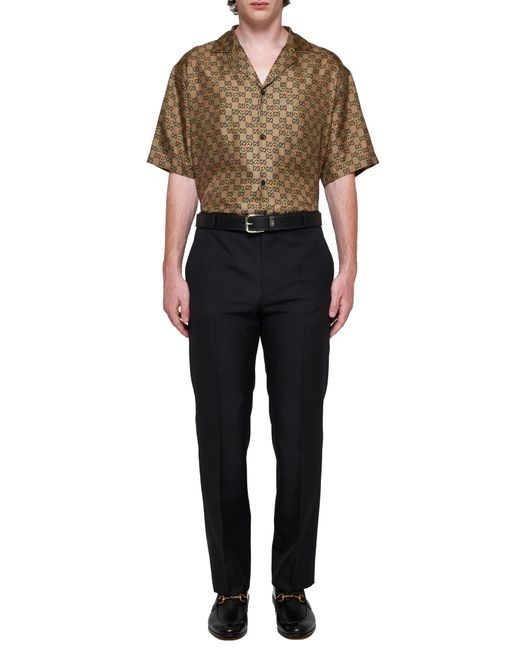 Gucci Blue Wool-Blend Trousers for men