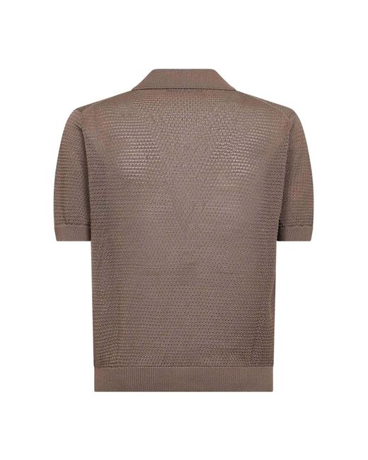 Tagliatore Gray Dove Cotton Pointelle Knit Polo Shirt for men