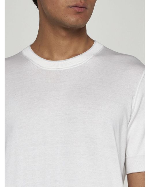 Brunello Cucinelli White Cotton Knit T-shirt for men