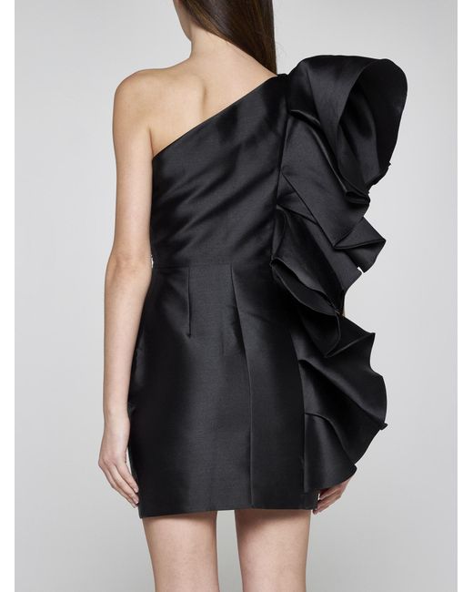 Solace London Black Rio One-shoulder Mini Dress
