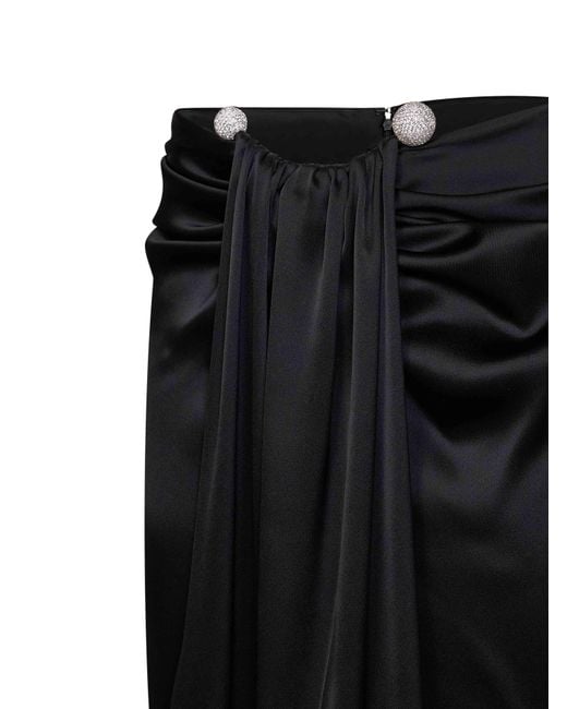 GIUSEPPE DI MORABITO Black Satin Maxi Skirt With Jeweled Detail