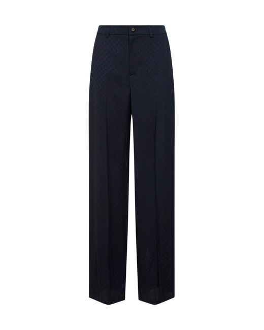Gucci Blue Dark Viscose And Silk Jacquard Trousers