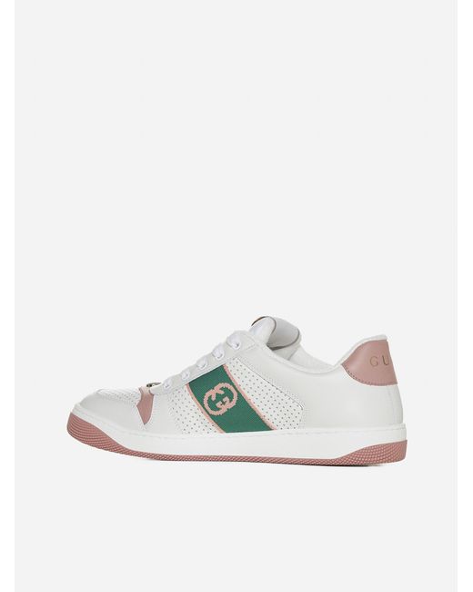 Gucci White Screener Leather Sneakers