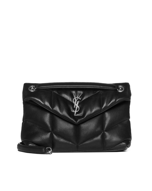 Saint Laurent Black Puffer Small Ysl Logo Quilted Leather Bag