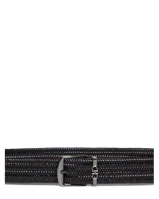 Ferragamo White Dark Woven Leather Belt for men