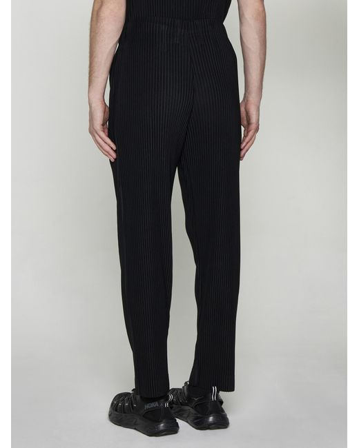 Homme Plissé Issey Miyake Black Pleated Fabric Trousers for men