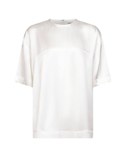 Totême White Viscose Satin Crewneck T-Shirt