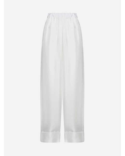 Blanca Vita White Petroy Silk Trousers
