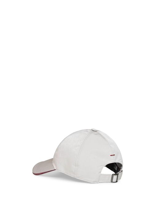 Brunello Cucinelli White Baseball Cap Bonded Nylon for men