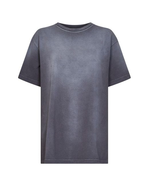 Mugler Blue Taupe Cotton Jersey Logo T-Shirt
