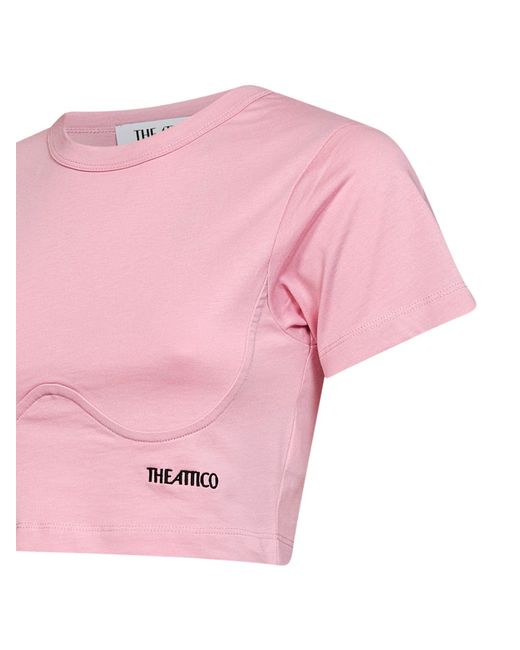 The Attico Pink Light Cotton Jersey Cropped T-Shirt<Br