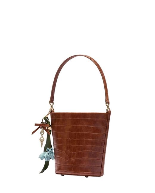 Self-Portrait Brown Bucket Bag With Charms
