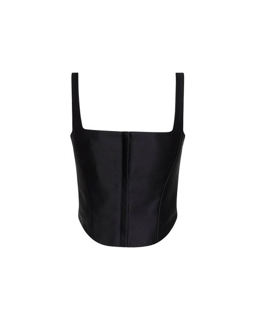 Self-Portrait Black Taffeta Corset Top