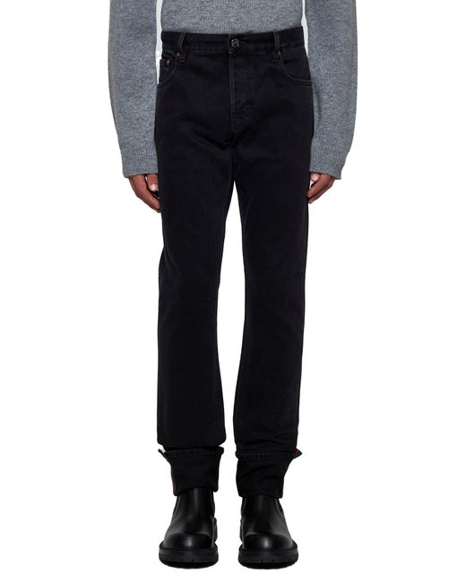 Gucci Blue Web Turn-Up Slim-Fit Jeans for men