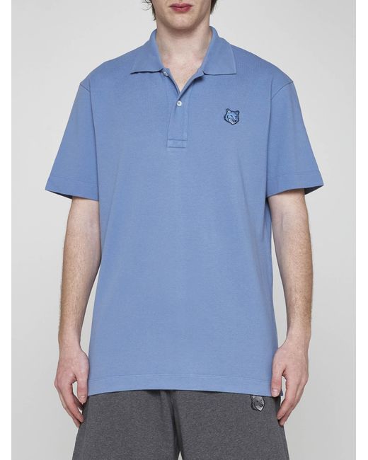 Maison Kitsuné Blue Fox Head Patch Cotton Polo Shirt for men