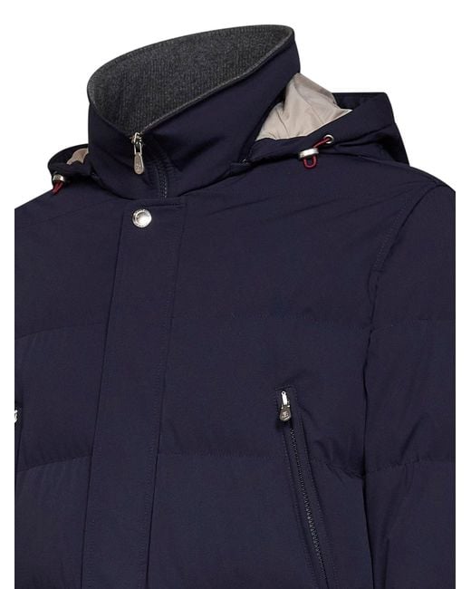 Brunello Cucinelli Blue Parka Bonded Nylon Padded Cobalt for men