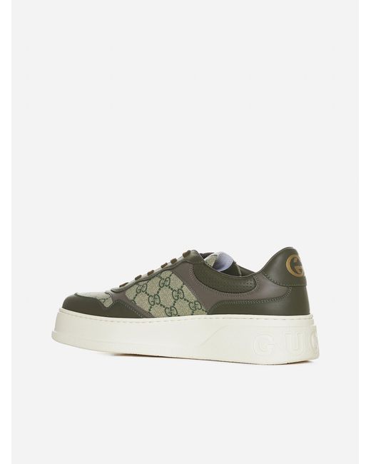 Gucci Green GG Canvas And Leather Sneakers for men