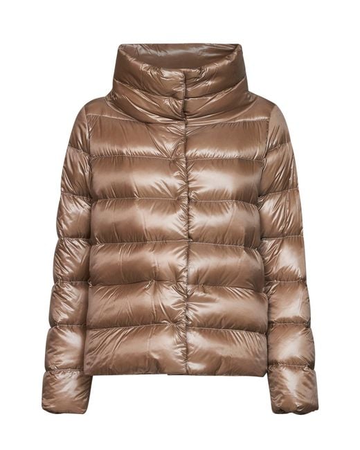 Herno Brown Taupe Ultralight Nylon Cape Down Jacket<Br