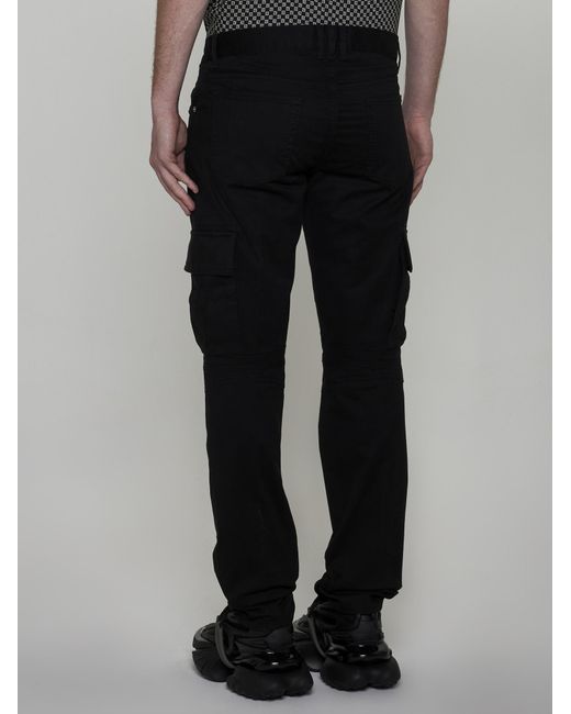 Balmain Black Stretch Cotton Cargo Trousers for men