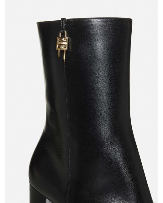 Givenchy Black G-lock Padlock-embellished Leather Heeled Ankle Boots