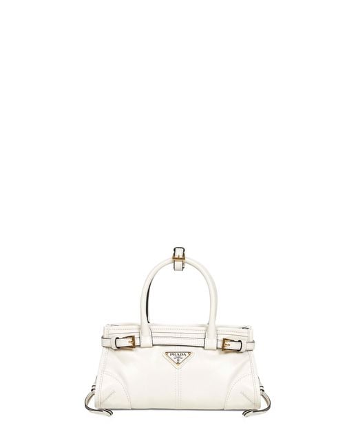 Borsa A Mano Prada Bonnie Mini Bianca di Prada in Natural