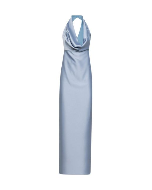 Blanca Vita Blue Powder Satin Antea Long Dress
