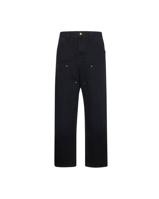 Carhartt Blue Cotton Canvas Double Knee Jeans for men