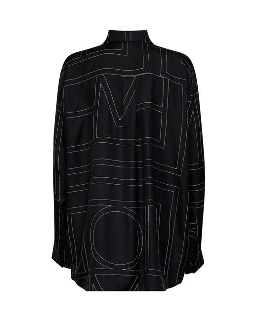Totême Black Monogram Silk Classic Shirt
