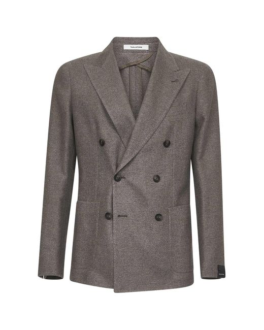 Tagliatore Gray Silk And Wool Montecarlo Double-Breasted Blazer for men