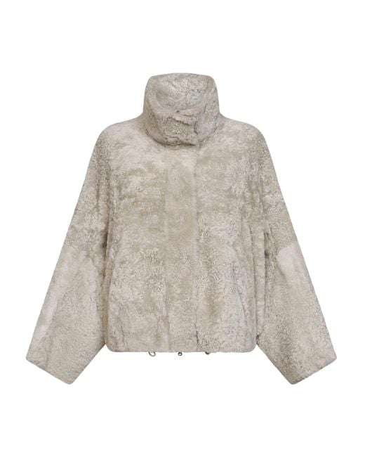 Brunello Cucinelli White Stone Shearling Jacket