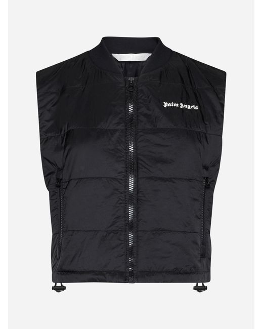 Palm Angels Black Quilted Nylon Down Vest