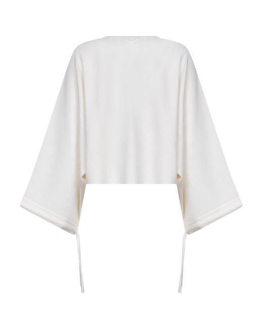 Max Mara White Wool Knit Frais Cropped Sweater