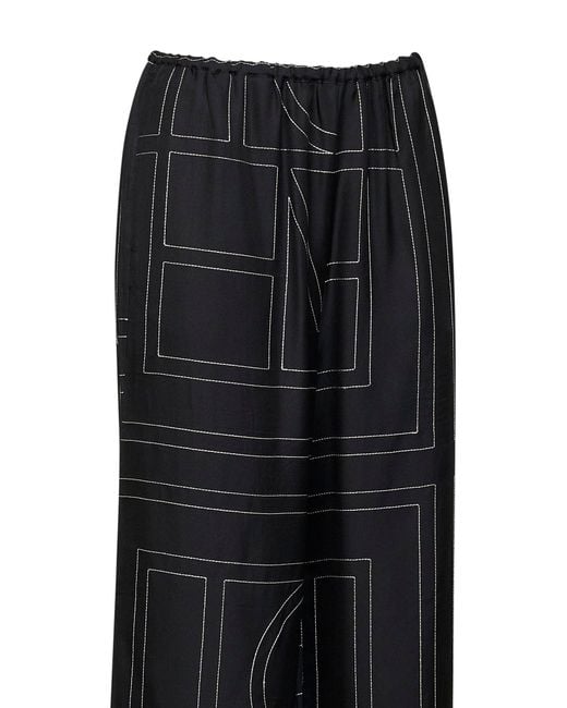 Totême Black Monogram Silk Pj Trousers