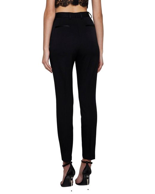 Dolce & Gabbana Black Stretch Wool And Silk Trousers