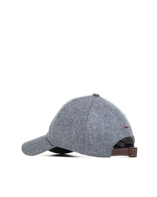 Brunello Cucinelli Gray Wool Baseball Cap for men