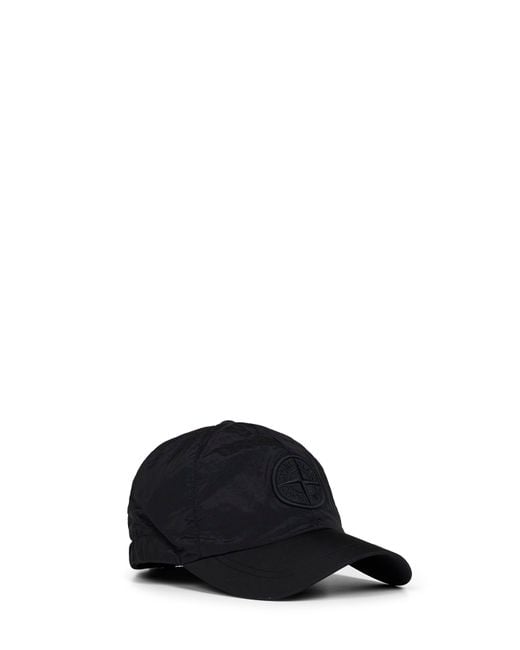 Stone Island Black Nylon Metal Baseball Cap for men