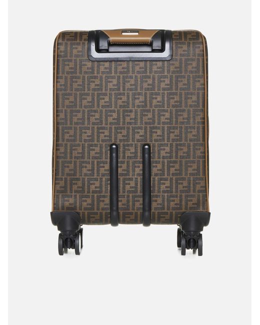 Fendi Gray Ff Fabric And Leather Trolley for men