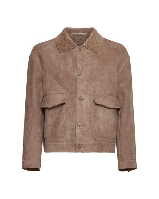 Salvatore Santoro Brown Suede And Shearling Jacket for men