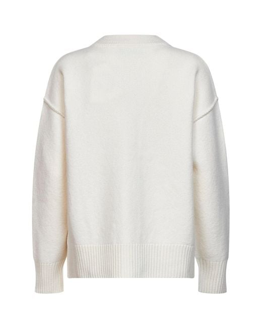AMI White Ecru Felted Merino Wool Ami De Cœur Cardigan