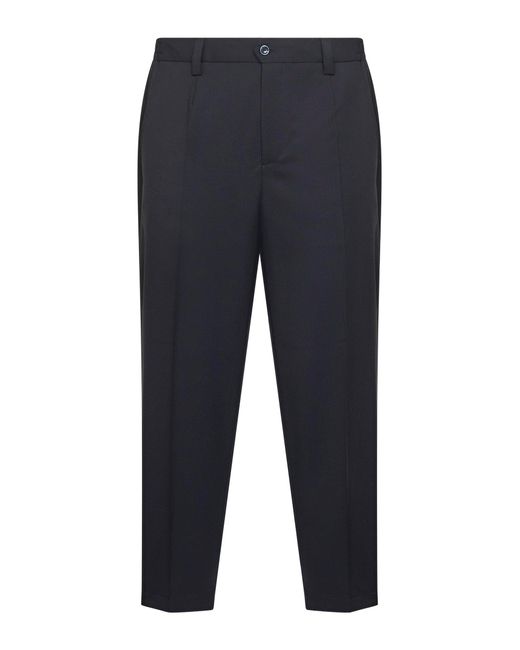 D 40 Blue Wool Blend Twill Portofino Trousers for men