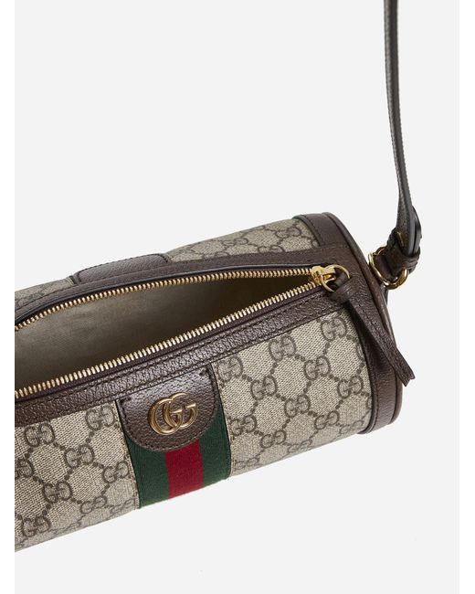 Gucci White Ophidia GG Fabric Cylinder Bag