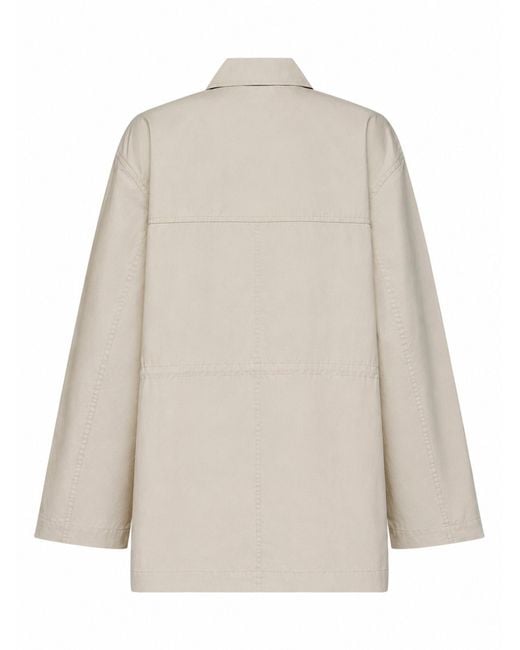 Totême Natural Oyster Cotton Blend Drawstring Utility Jacket