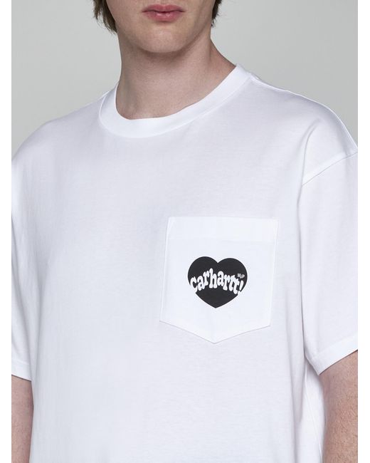 Carhartt White Amour Chest Pocket Cotton T-shirt for men