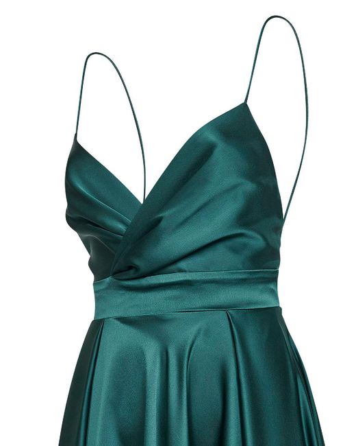 Blanca Vita Green Malachite Satin Aldi Long Dress