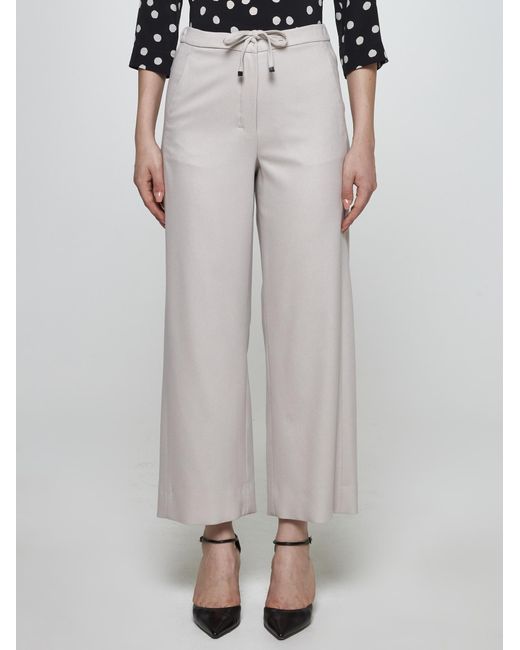 Max Mara White Floria Stretch Wool Trousers