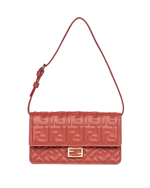Fendi Red Wallet On Chain Baguette Minibag