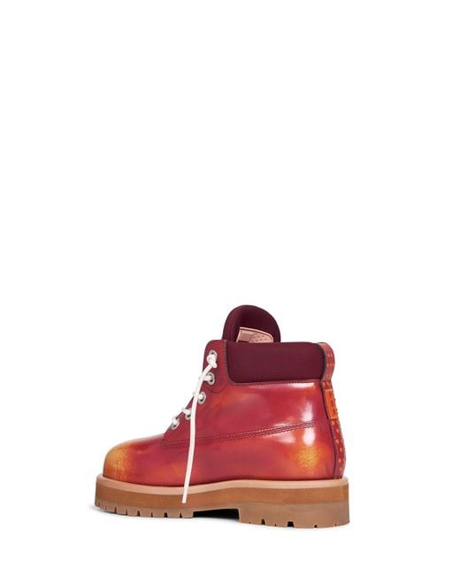 PDF Red Burgundy Gradient-Effect Leather Strada Ankle Boots for men