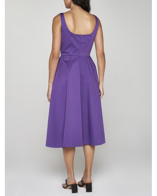 Blanca Vita Purple Aesculus Cotton-blend Midi Dress
