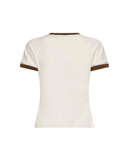Moncler Natural Light Stretch Jersey Logo And Heart T-Shirt