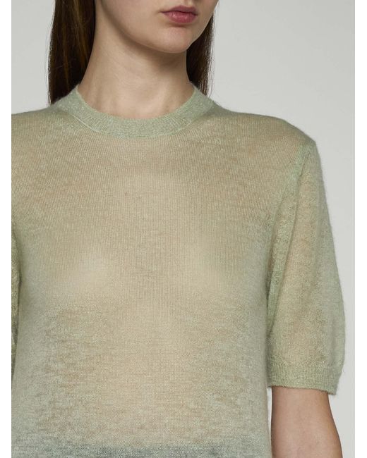 Auralee Green Mohair-blend Sweater